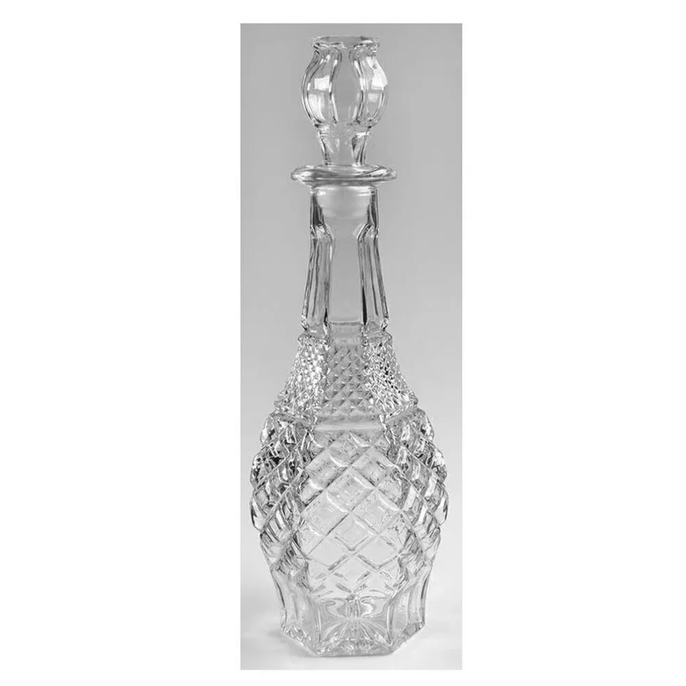 Anchor Hocking Wexford Diamond Cut Glass Whiskey Wine Decanter & Stopper